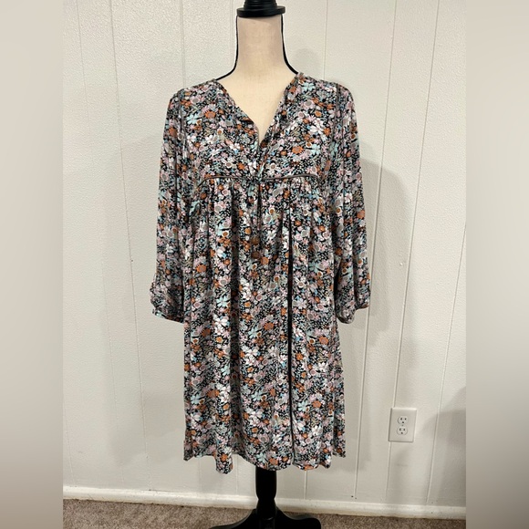 NATURAL LIFE Dresses & Skirts - Natural life floral dress tunic with tie details front